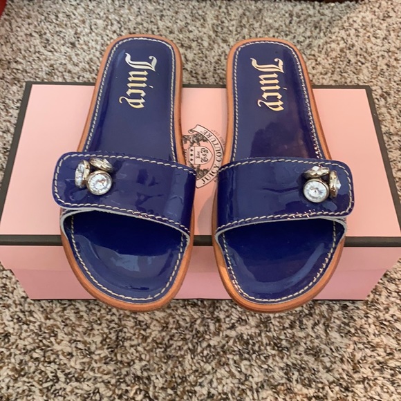 Juicy Couture Shoes - Juicy Couture Blue 3 Crystals Slip On Sandal